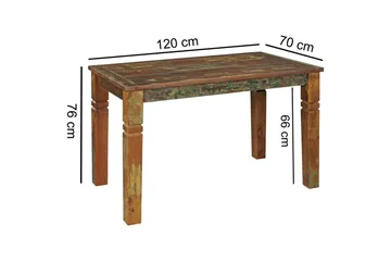 Ruokapöytä Wohnling Täyspuinen maalaistyylinen Kierrätetty Mangopuu, 120x70 cm - Kierrätetty Mangopuu, 120x70 cm - Huonekalut - Pöytä & ruokailuryhmä - Ruokapöydät & keittiön pöydät