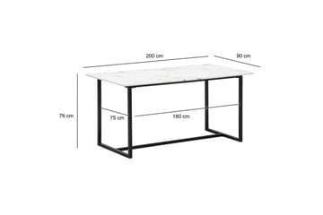 Ruokapöytä Wohnling Teollinen parvi tyyli MDF, metalliset kultaiset jalkavinkit Marmori, valkoinen, 200x90 cm - Marmori, valkoinen, 200x90 cm - Huonekalut - Pöytä & ruokailuryhmä - Ruokapöydät & keittiön pöydät