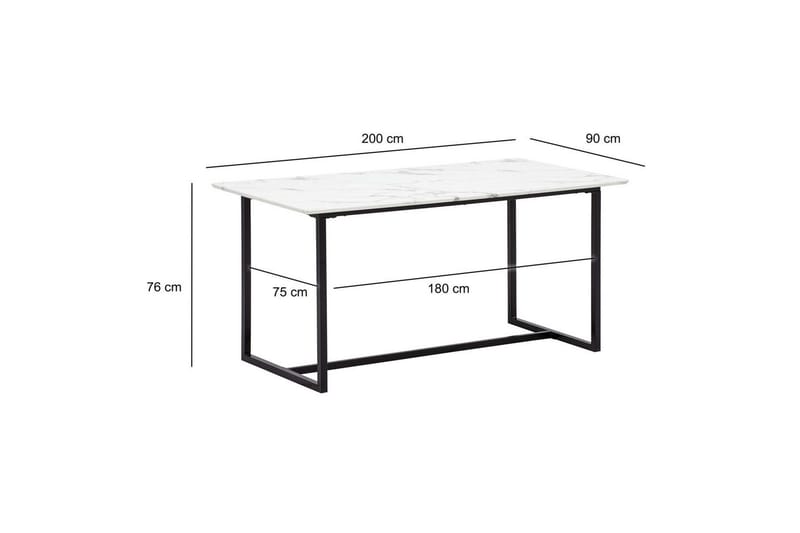 Ruokapöytä Wohnling Teollinen parvi tyyli MDF, metalliset kultaiset jalkavinkit Marmori, valkoinen, 200x90 cm - Marmori, valkoinen, 200x90 cm - Huonekalut - Pöytä & ruokailuryhmä - Ruokapöydät & keittiön pöydät