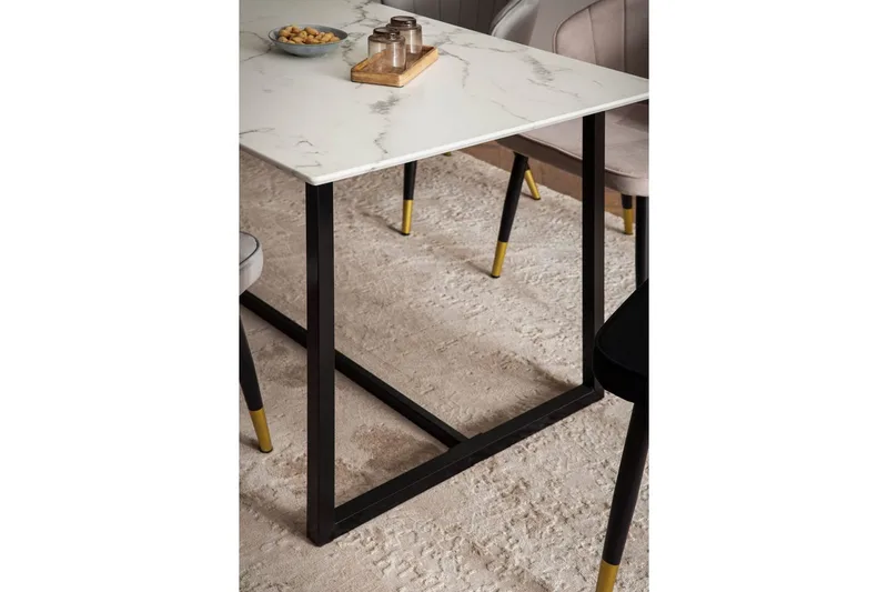 Ruokapöytä Wohnling Teollinen parvi tyyli MDF, metalliset kultaiset jalkavinkit Marmori, valkoinen, 120x60 cm - Marmori, valkoinen, 120x60 cm - Huonekalut - Pöytä & ruokailuryhmä - Ruokapöydät & keittiön pöydät