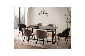 Ruokapöytä Wohnling Teollinen parvi tyyli MDF, metalliset kultaiset jalkavinkit Marmori, musta, 160x80 cm - Marmori, musta, 160x80 cm - Huonekalut - Pöytä & ruokailuryhmä - Ruokapöydät & keittiön pöydät