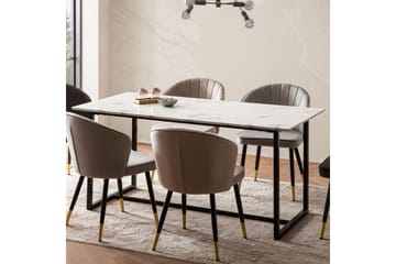 Ruokapöytä Wohnling Teollinen parvi tyyli MDF, metalliset kultaiset jalkavinkit Marmori, valkoinen, 120x60 cm - Marmori, valkoinen, 120x60 cm - Huonekalut - Pöytä & ruokailuryhmä - Ruokapöydät & keittiön pöydät