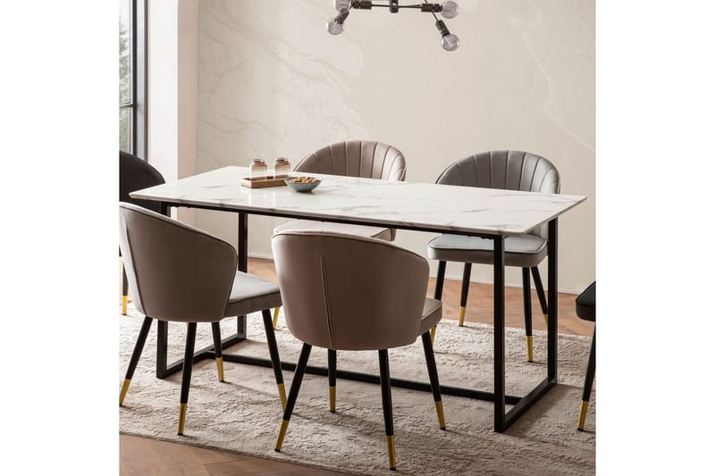 Ruokapöytä Wohnling Teollinen parvi tyyli MDF, metalliset kultaiset jalkavinkit Marmori, valkoinen, 180x90 cm - Marmori, valkoinen, 180x90 cm - Huonekalut - Pöytä & ruokailuryhmä - Ruokapöydät & keittiön pöydät