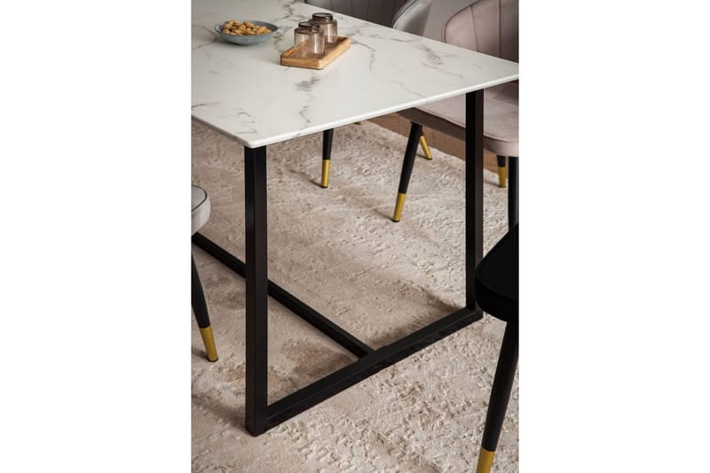 Ruokapöytä Wohnling Teollinen parvi tyyli MDF, metalliset kultaiset jalkavinkit Marmori, valkoinen, 200x90 cm - Marmori, valkoinen, 200x90 cm - Huonekalut - Pöytä & ruokailuryhmä - Ruokapöydät & keittiön pöydät