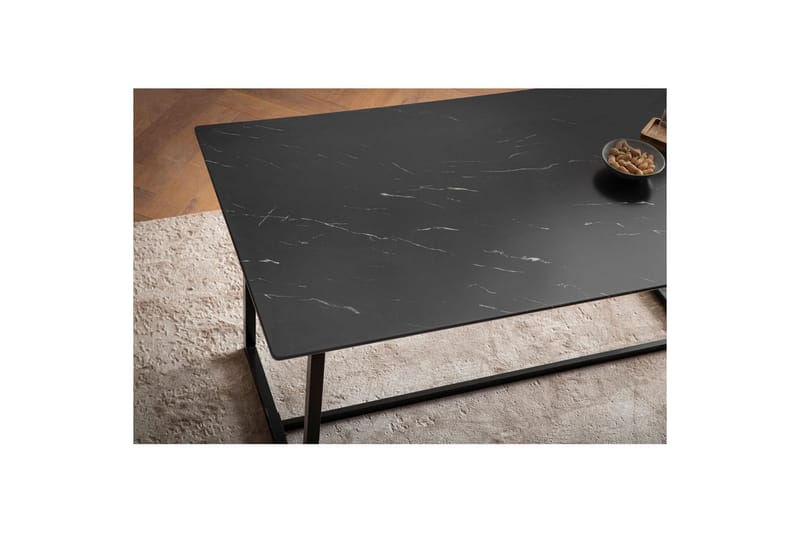 Ruokapöytä Wohnling Teollinen parvi tyyli MDF, metalliset kultaiset jalkavinkit Marmori, musta, 200x90 cm - Marmori, musta, 200x90 cm - Huonekalut - Pöytä & ruokailuryhmä - Ruokapöydät & keittiön pöydät