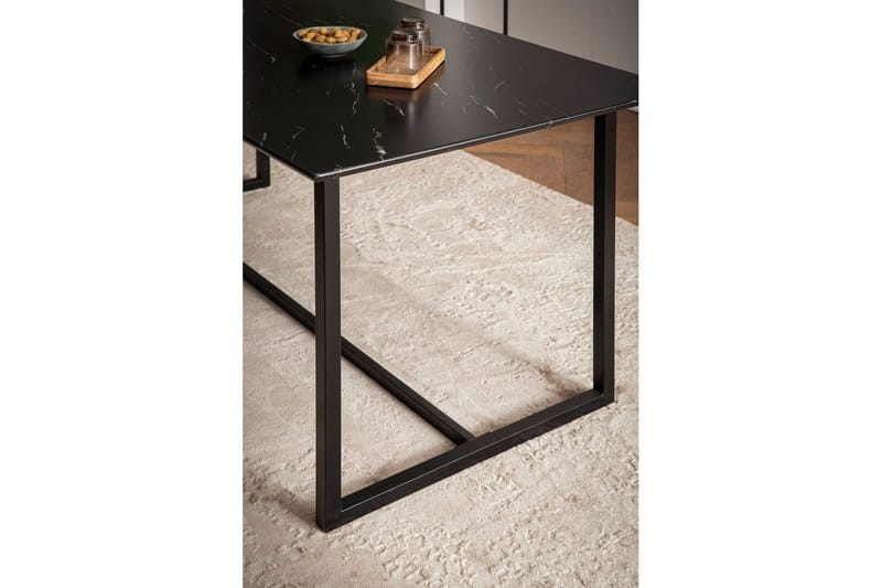 Ruokapöytä Wohnling Teollinen parvi tyyli MDF, metalliset kultaiset jalkavinkit Marmori, musta, 200x90 cm - Marmori, musta, 200x90 cm - Huonekalut - Pöytä & ruokailuryhmä - Ruokapöydät & keittiön pöydät