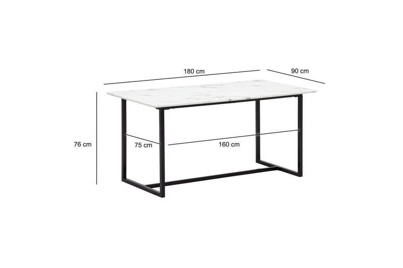 Ruokapöytä Wohnling Teollinen parvi tyyli MDF, metalliset kultaiset jalkavinkit Marmori, valkoinen, 180x90 cm - Marmori, valkoinen, 180x90 cm - Huonekalut - Pöytä & ruokailuryhmä - Ruokapöydät & keittiön pöydät