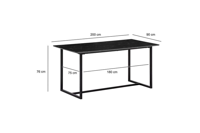 Ruokapöytä Wohnling Teollinen parvi tyyli MDF, metalliset kultaiset jalkavinkit Marmori, musta, 200x90 cm - Marmori, musta, 200x90 cm - Huonekalut - Pöytä & ruokailuryhmä - Ruokapöydät & keittiön pöydät