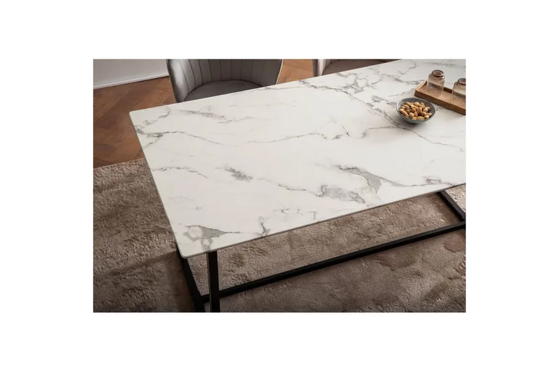 Ruokapöytä Wohnling Teollinen parvi tyyli MDF, metalliset kultaiset jalkavinkit Marmori, valkoinen, 120x60 cm - Marmori, valkoinen, 120x60 cm - Huonekalut - Pöytä & ruokailuryhmä - Ruokapöydät & keittiön pöydät