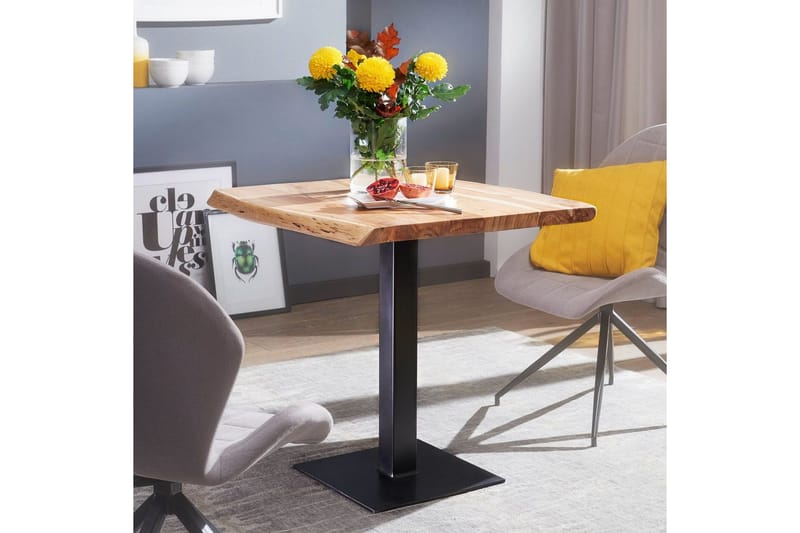 Ruokapöytä Wohnling Puureunainen täyspuu massiivisella metallijalalla, teollinen - Huonekalut - Pöytä & ruokailuryhmä - Ruokapöydät & keittiön pöydät