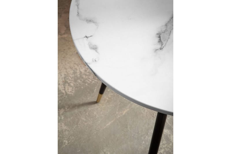 Ruokapöytä Wohnling Pyöreä 75 cm marmorinen ulkonäkö moderni kultaiset jalat Marmori, valkoinen - Marmori, valkoinen - Huonekalut - Pöytä & ruokailuryhmä - Ruokapöydät & keittiön pöydät