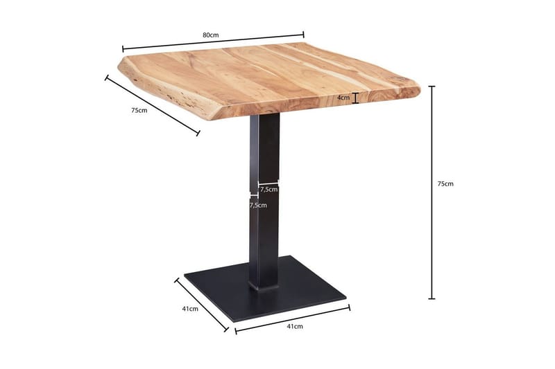 Ruokapöytä Wohnling Puureunainen täyspuu massiivisella metallijalalla, teollinen - Huonekalut - Pöytä & ruokailuryhmä - Ruokapöydät & keittiön pöydät