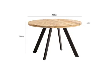 Ruokapöytä Wohnling pyöreä massiivipuu moderni maalaismainen tyyli 120 cm - 120 cm - Huonekalut - Pöytä & ruokailuryhmä - Ruokapöydät & keittiön pöydät