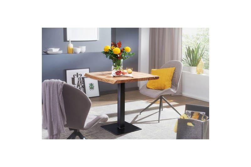 Ruokapöytä Wohnling Puureunainen täyspuu massiivisella metallijalalla, teollinen - Huonekalut - Pöytä & ruokailuryhmä - Ruokapöydät & keittiön pöydät