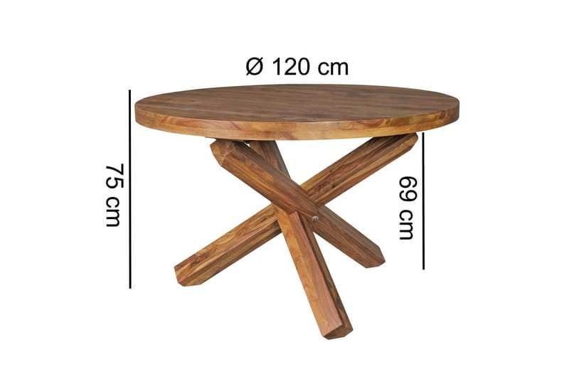 Ruokapöytä Wohnling Pyöreä 120 cm täyspuu maalaistyyli Ruusu puu - Ruusu puu - Huonekalut - Pöytä & ruokailuryhmä - Ruokapöydät & keittiön pöydät