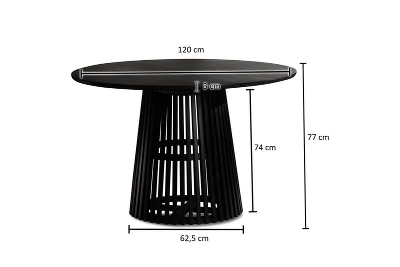Ruokapöytä Wohnling Pyöreä 120 cm täyspuu loft-tyyli - Huonekalut - Pöytä & ruokailuryhmä - Ruokapöydät & keittiön pöydät