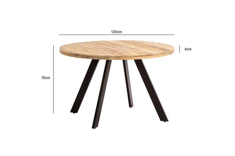 Ruokapöytä Wohnling pyöreä massiivipuu moderni maalaismainen tyyli 120 cm - 120 cm - Huonekalut - Pöytä & ruokailuryhmä - Ruokapöydät & keittiön pöydät