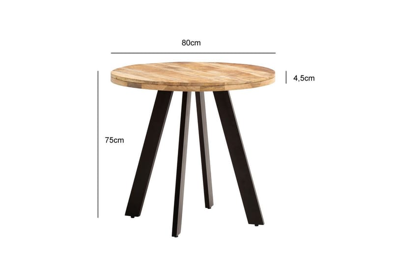 Ruokapöytä Wohnling pyöreä massiivipuu moderni maalaismainen tyyli 80 cm - 80 cm - Huonekalut - Pöytä & ruokailuryhmä - Ruokapöydät & keittiön pöydät