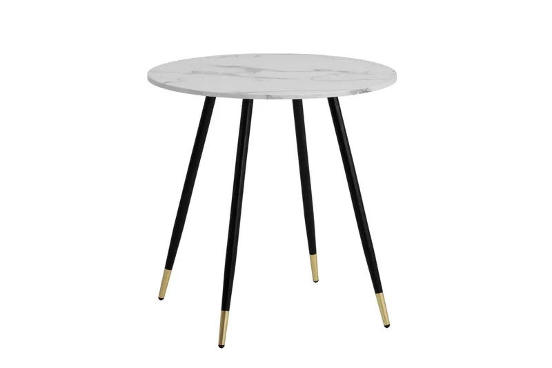 Ruokapöytä Wohnling Pyöreä 75 cm marmorinen ulkonäkö moderni kultaiset jalat Marmori, valkoinen, Marmori, valkoinen