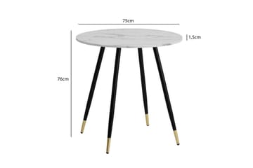 Ruokapöytä Wohnling Pyöreä 75 cm marmorinen ulkonäkö moderni kultaiset jalat Marmori, valkoinen - Marmori, valkoinen - Huonekalut - Pöytä & ruokailuryhmä - Ruokapöydät & keittiön pöydät