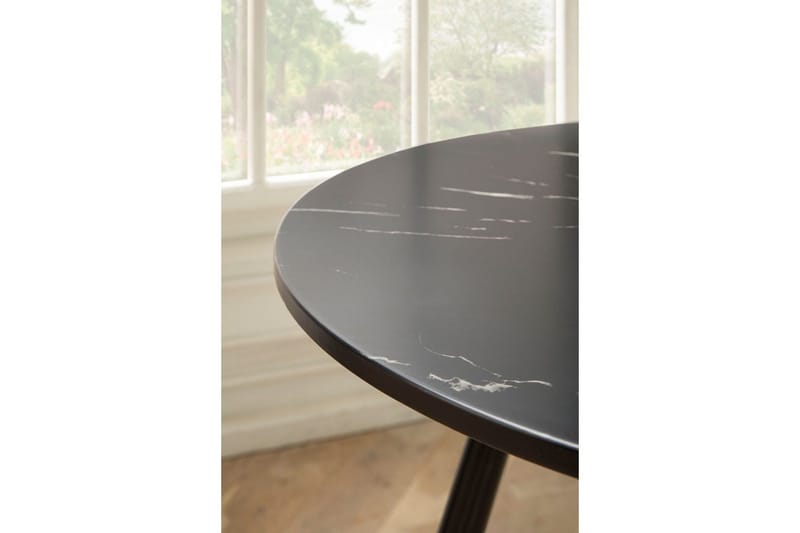 Ruokapöytä Wohnling Pyöreä 75 cm marmorinen ulkonäkö moderni kultaiset jalat Marmori, musta - Marmori, musta - Huonekalut - Pöytä & ruokailuryhmä - Ruokapöydät & keittiön pöydät