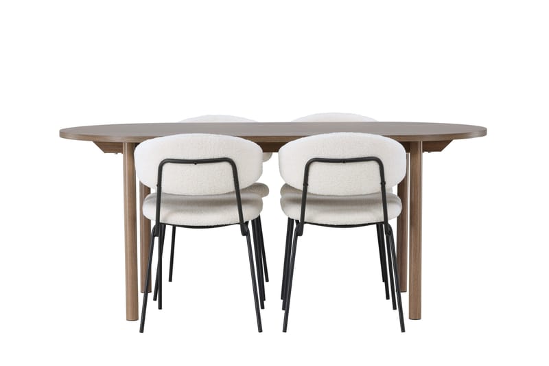 Ruokaryhmä Andy 180 cm Soikea 4 Chico-tuolilla, Luonnonvärinen