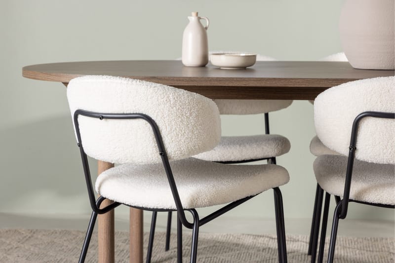 Ruokaryhmä Andy 180 cm Soikea 4 Chico-tuolilla - Luonnonvärinen - Huonekalut - Pöytä & ruokailuryhmä - Ruokailuryhmä