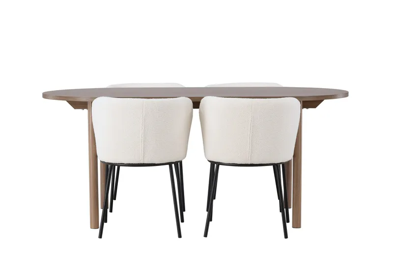 Ruokaryhmä Andy 180 cm Soikea 4 Edina-tuolilla, Luonnonvärinen