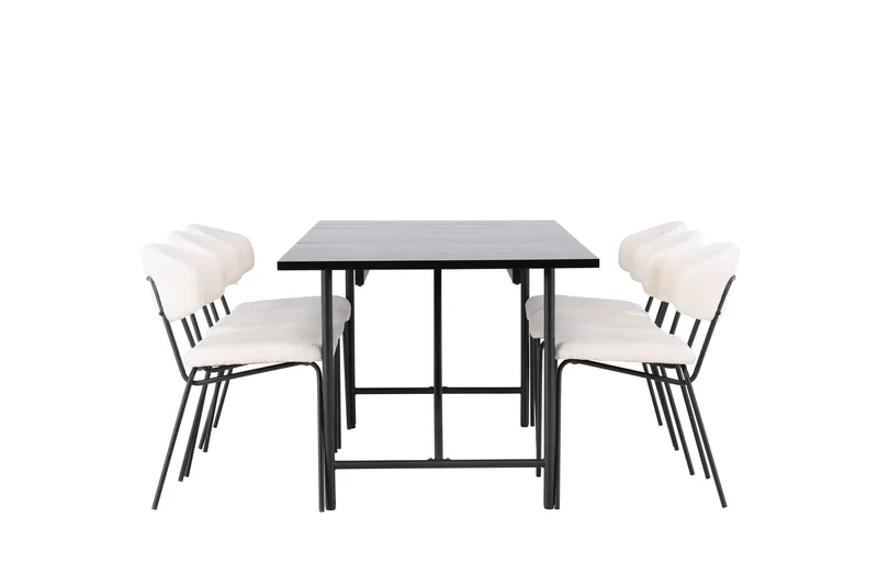 Ruokaryhmä Astrid 200 cm Suorakulmainen 6 Chico-tuolilla - Musta - Huonekalut - Pöytä & ruokailuryhmä - Ruokailuryhmä