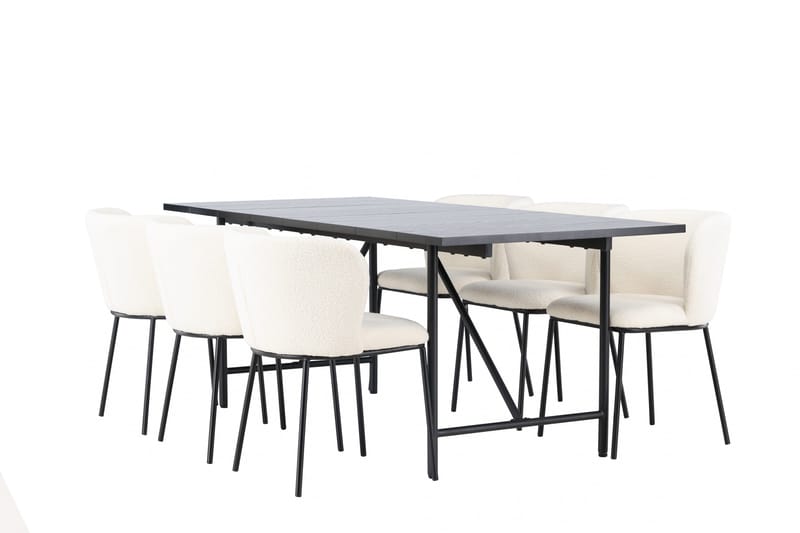 Ruokaryhmä Astrid 200 cm Suorakulmainen 6 Edina-tuolilla - Musta - Huonekalut - Pöytä & ruokailuryhmä - Ruokailuryhmä