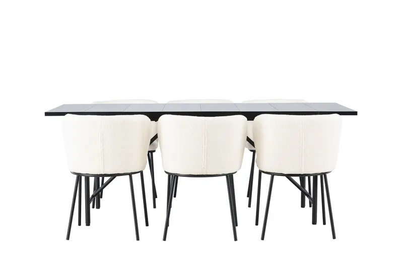 Ruokaryhmä Astrid 200 cm Suorakulmainen 6 Edina-tuolilla, Musta