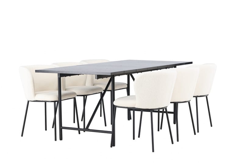 Ruokaryhmä Astrid 200 cm Suorakulmainen 6 Edina-tuolilla - Musta - Huonekalut - Pöytä & ruokailuryhmä - Ruokailuryhmä