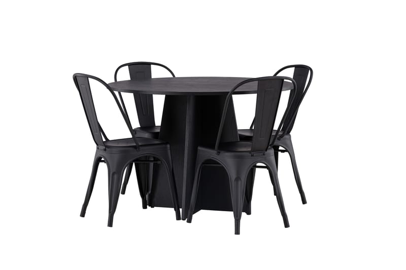 Ruokaryhmä Bootcut 110 cm Pyöreä 4 Tempe-tuolilla - Musta - Huonekalut - Pöytä & ruokailuryhmä - Ruokailuryhmä