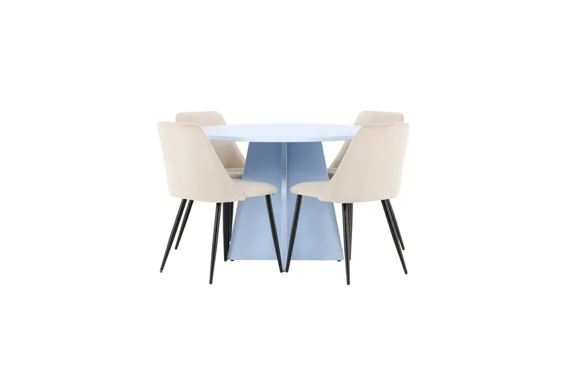 Ruokaryhmä Bootcut Pyöreä 110 cm Vaaleansininen ja 4 Night Tuolia, undefined