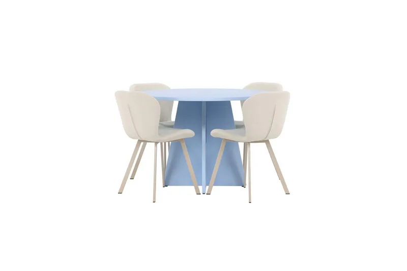 Ruokaryhmä Bootcut Pyöreä 110 cm Vaaleansininen ja 4 Lilja Tuolia, undefined