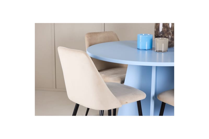 Ruokaryhmä Bootcut Pyöreä 110 cm Vaaleansininen ja 4 Night Tuolia - Huonekalut - Pöytä & ruokailuryhmä - Ruokailuryhmä