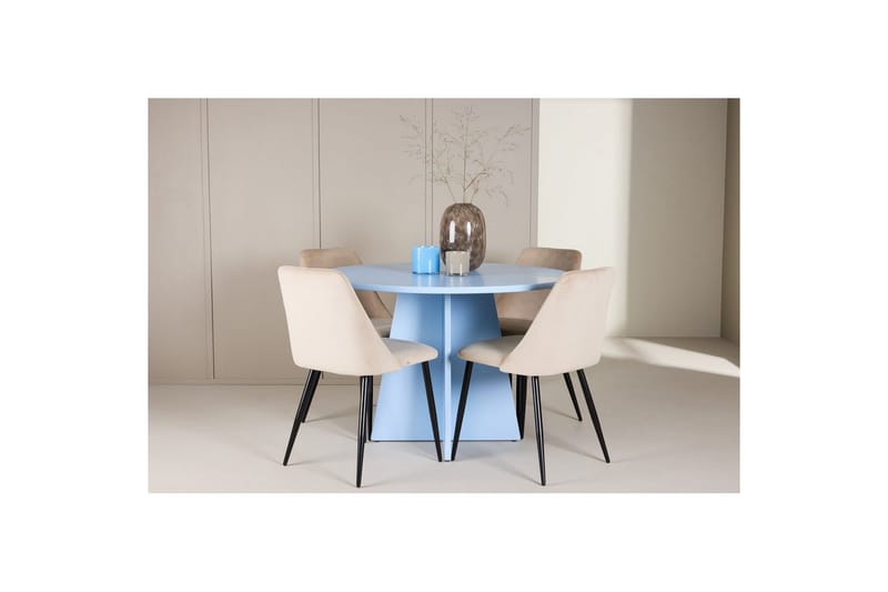 Ruokaryhmä Bootcut Pyöreä 110 cm Vaaleansininen ja 4 Night Tuolia - Huonekalut - Pöytä & ruokailuryhmä - Ruokailuryhmä