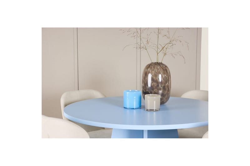 Ruokaryhmä Bootcut Pyöreä 110 cm Vaaleansininen ja 4 Lilja Tuolia - Huonekalut - Pöytä & ruokailuryhmä - Ruokailuryhmä