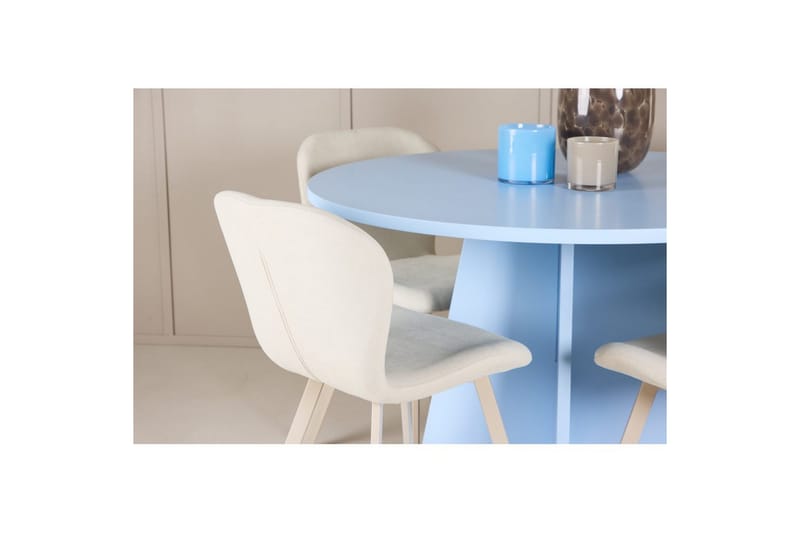 Ruokaryhmä Bootcut Pyöreä 110 cm Vaaleansininen ja 4 Lilja Tuolia - Huonekalut - Pöytä & ruokailuryhmä - Ruokailuryhmä