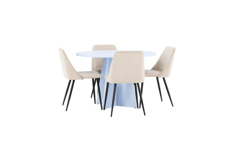 Ruokaryhmä Bootcut Pyöreä 110 cm Vaaleansininen ja 4 Night Tuolia - Huonekalut - Pöytä & ruokailuryhmä - Ruokailuryhmä