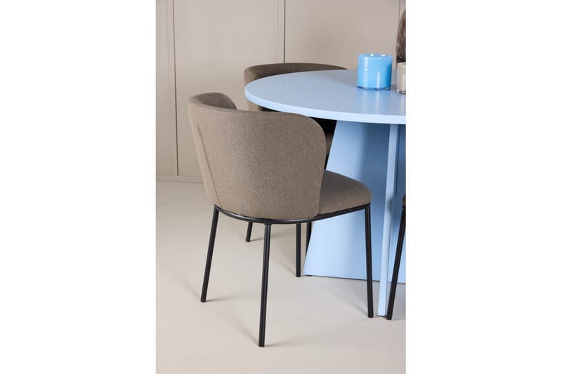 Ruokaryhmä Bootcut Pyöreä 110 cm Vaaleansininen ja 4 Edina Tuolia Musta / Ruskea - Musta / Ruskea - Huonekalut - Pöytä & ruokailuryhmä - Ruokailuryhmä