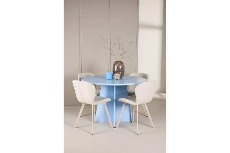 Ruokaryhmä Bootcut Pyöreä 110 cm Vaaleansininen ja 4 Lilja Tuolia - Huonekalut - Pöytä & ruokailuryhmä - Ruokailuryhmä