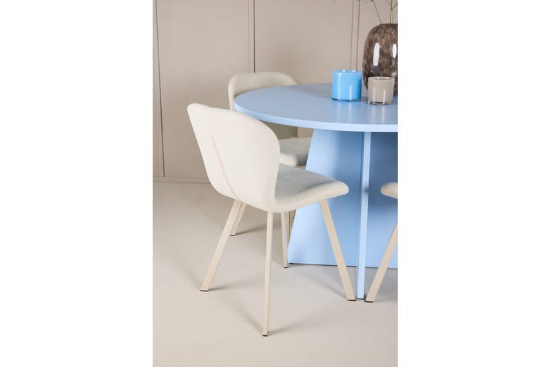 Ruokaryhmä Bootcut Pyöreä 110 cm Vaaleansininen ja 4 Lilja Tuolia - Huonekalut - Pöytä & ruokailuryhmä - Ruokailuryhmä
