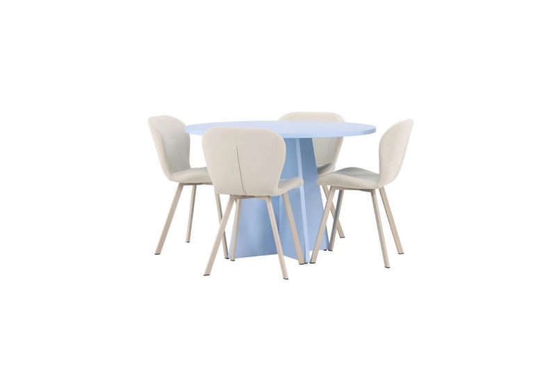 Ruokaryhmä Bootcut Pyöreä 110 cm Vaaleansininen ja 4 Lilja Tuolia - Huonekalut - Pöytä & ruokailuryhmä - Ruokailuryhmä