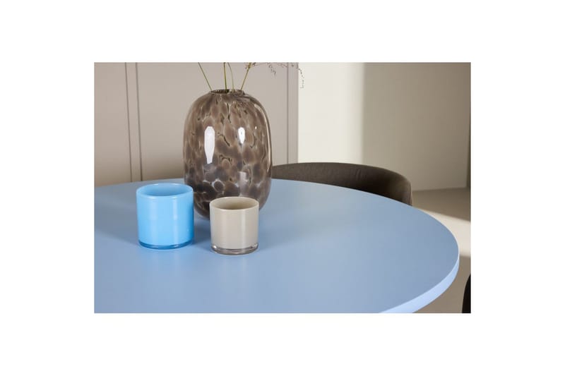 Ruokaryhmä Bootcut Pyöreä 110 cm Vaaleansininen ja 4 Edina Tuolia Musta / Ruskea - Musta / Ruskea - Huonekalut - Pöytä & ruokailuryhmä - Ruokailuryhmä