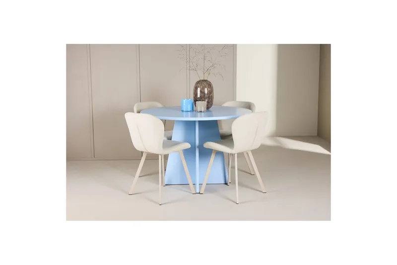 Ruokaryhmä Bootcut Pyöreä 110 cm Vaaleansininen ja 4 Lilja Tuolia - Huonekalut - Pöytä & ruokailuryhmä - Ruokailuryhmä
