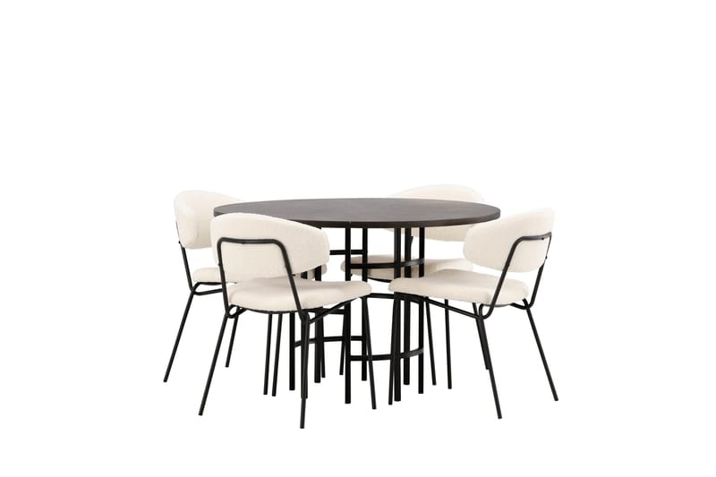 Ruokaryhmä Copenhagen 115 cm Pyöreä 4 Chico tuolilla - Musta - Huonekalut - Pöytä & ruokailuryhmä - Ruokailuryhmä