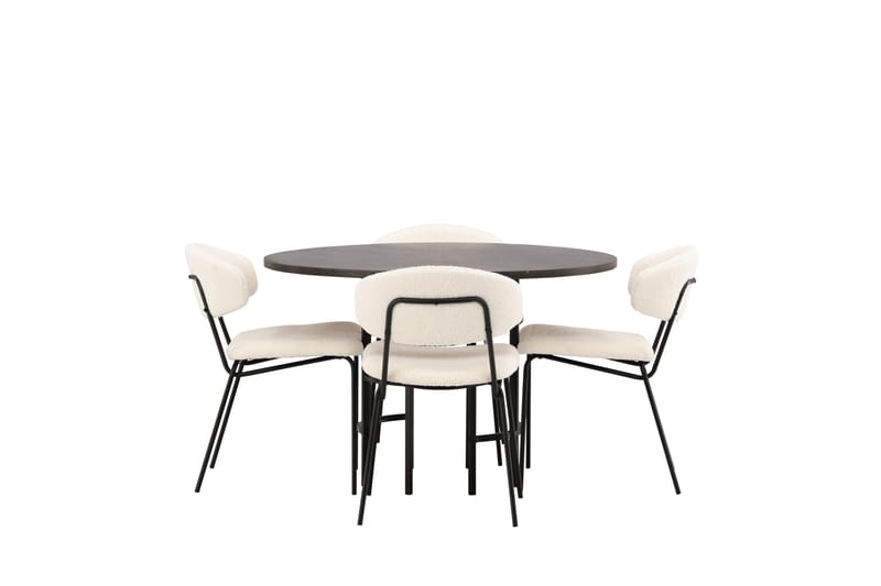 Ruokaryhmä Copenhagen 115 cm Pyöreä 4 Chico tuolilla, Musta