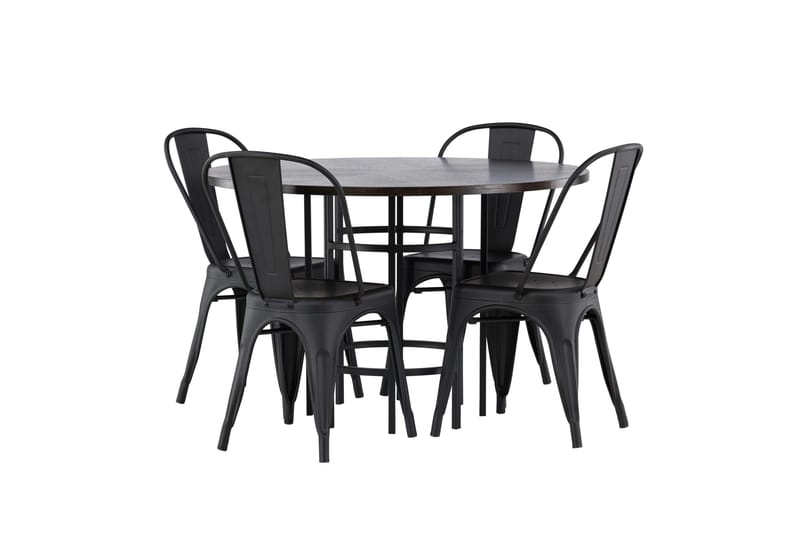 Ruokaryhmä Copenhagen 115 cm Pyöreä 4 Tempe-tuolilla - Musta - Huonekalut - Pöytä & ruokailuryhmä - Ruokailuryhmä