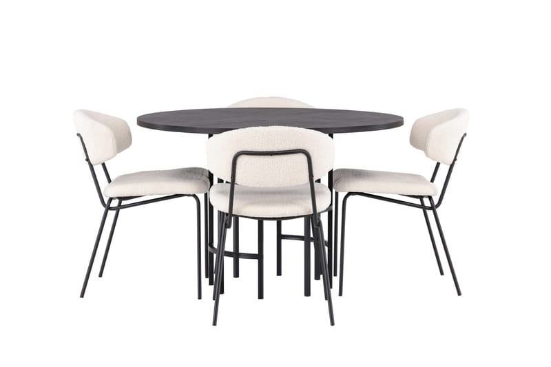 Ruokaryhmä Copenhagen 115 cm Pyöreä 4 Chico tuolilla, Musta
